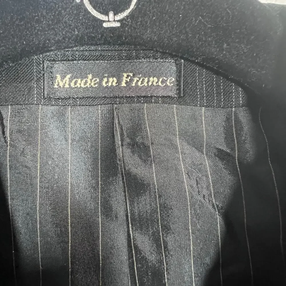 Tiglio Baroloz 100% Virgin Wool 150 Black Pin Striped Men’s Suit Jacket Long VTG